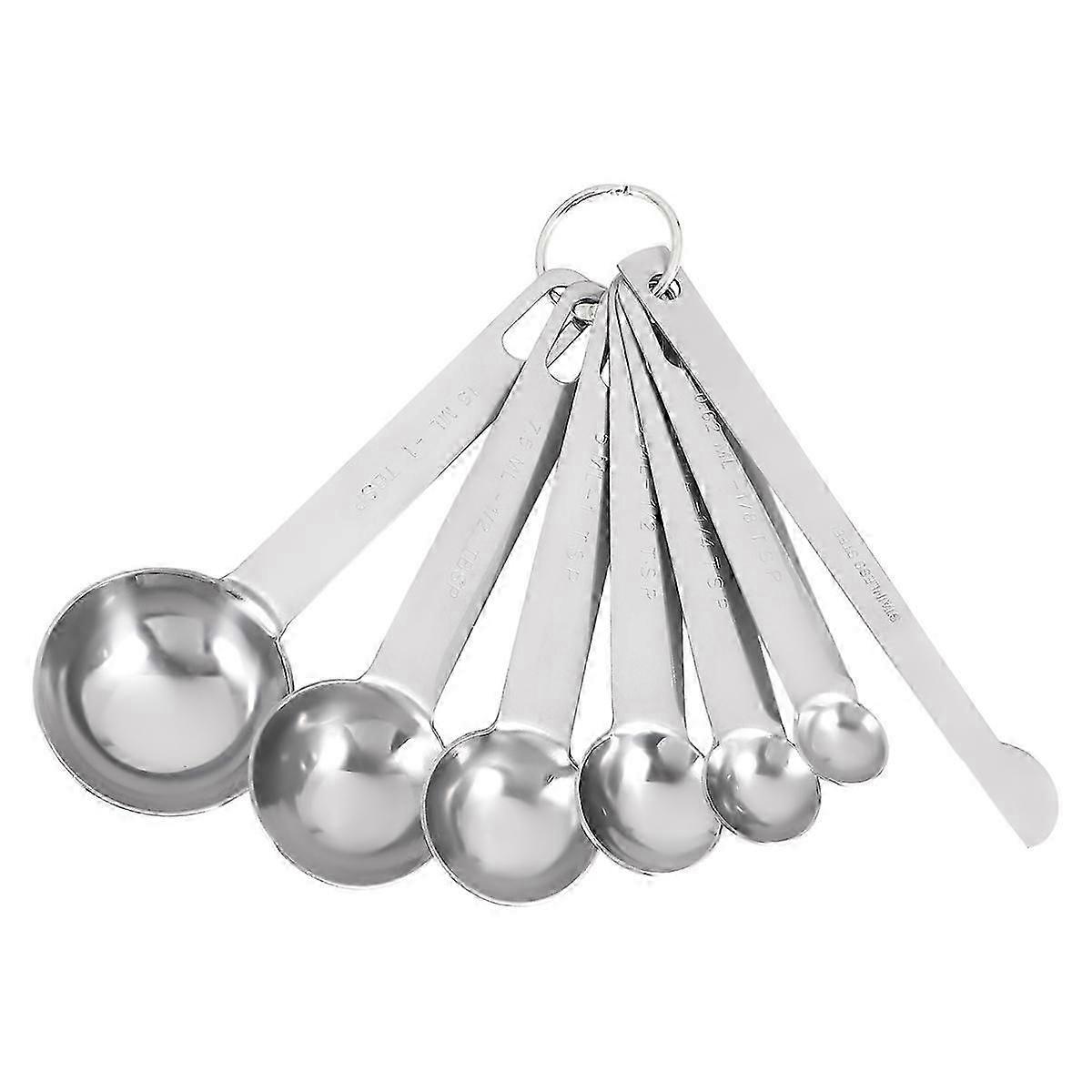 Stainless Steel Measuring Spoons Cups Set, Small Tablespoon, Teaspoons, Set 6 with Bonus Leveler, fo