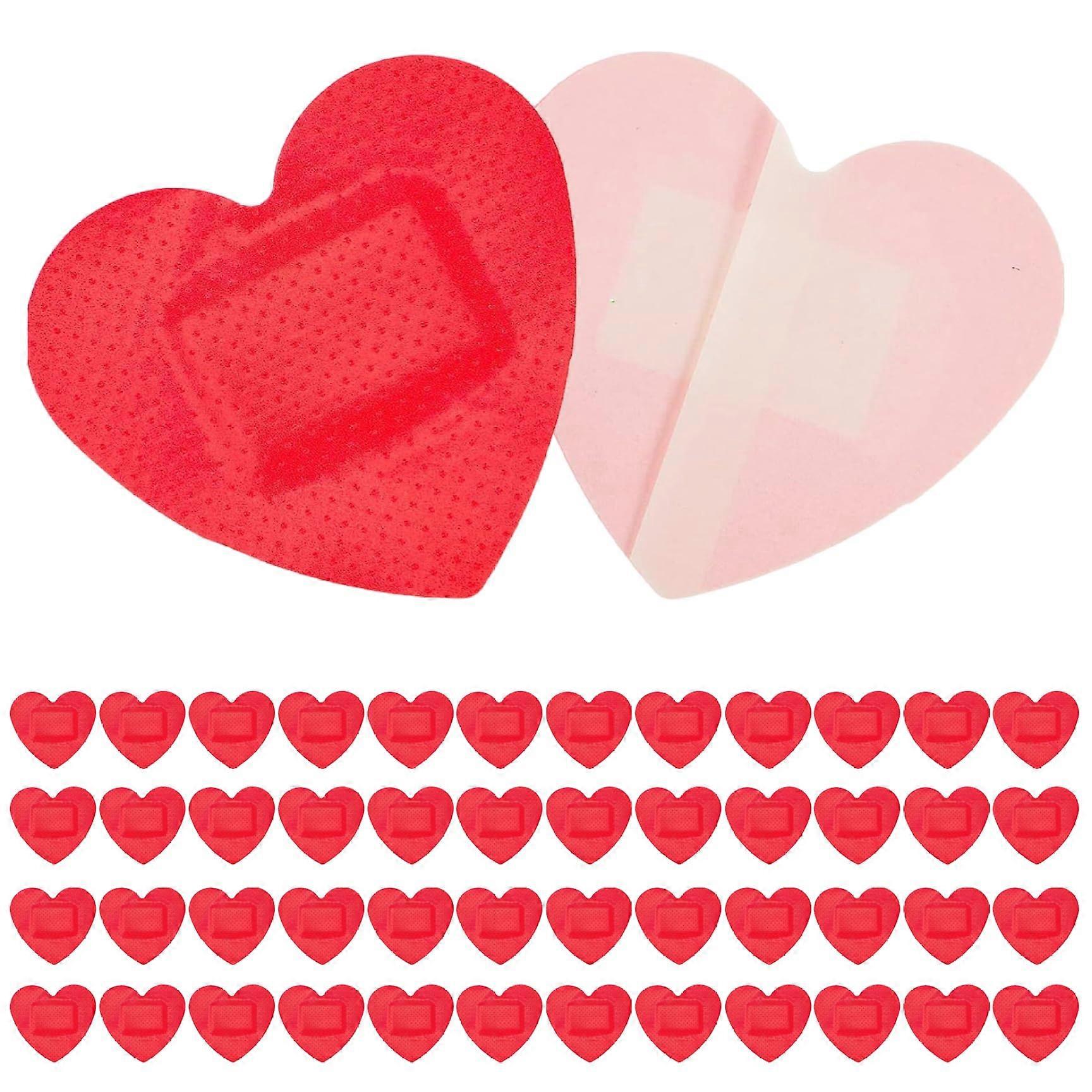 Adhesive Bandages Heart-Shaped, Breathable, Pack Of 50, Bandaids For Small Wounds, Stops Bleeding And Heals Faster