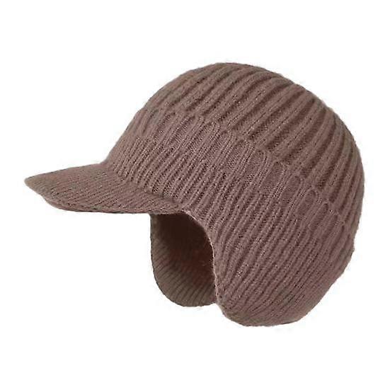 Winter Ear Protection Hat with Ear Flaps Knitted Long Brim Keep Warm