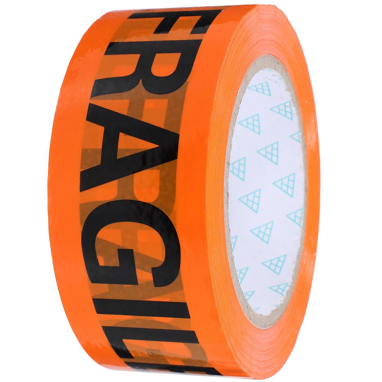 Heavy Duty Fragile Tape Sealing Warning for Cargo Transportation 100m x 4.8cm x 0.01cm Orange Background with Black Text 1 Roll