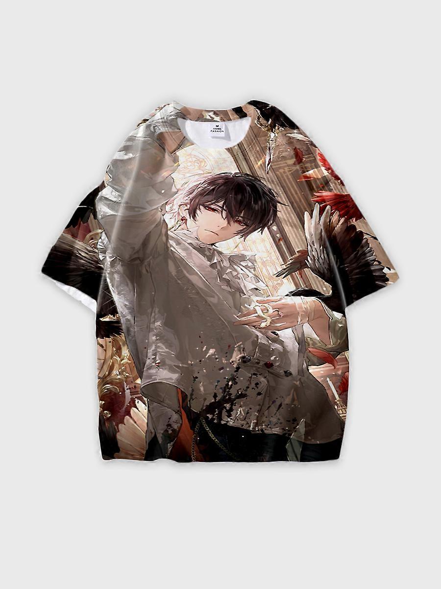 T-shirt round neck Role Pattern loose short sleeve E3259