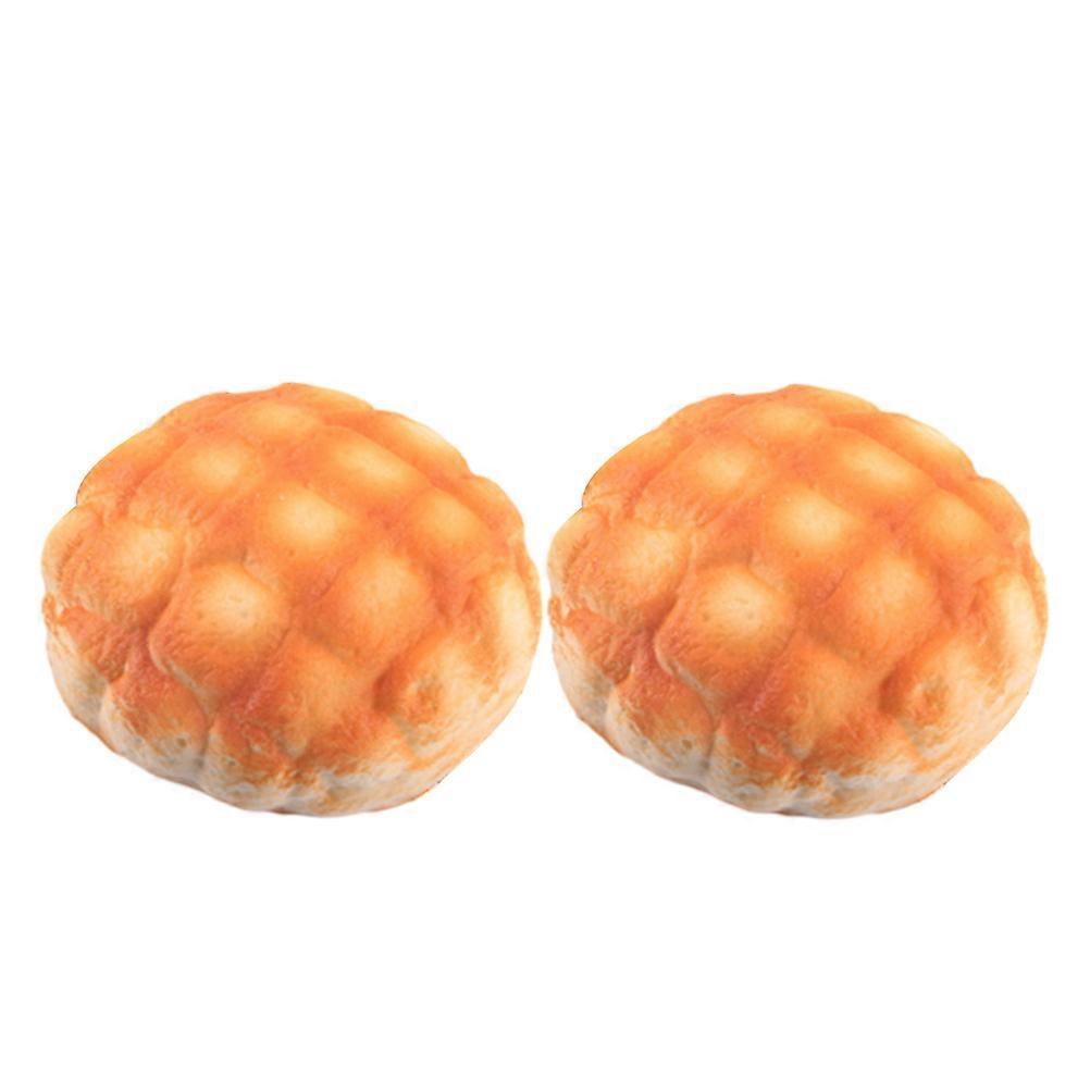 PU Bread Model 2Pcs Fake Bread Prop Pineapple Pattern Ideal For Store Display 10X10X4CM Size With Realistic Design Teaching Tool