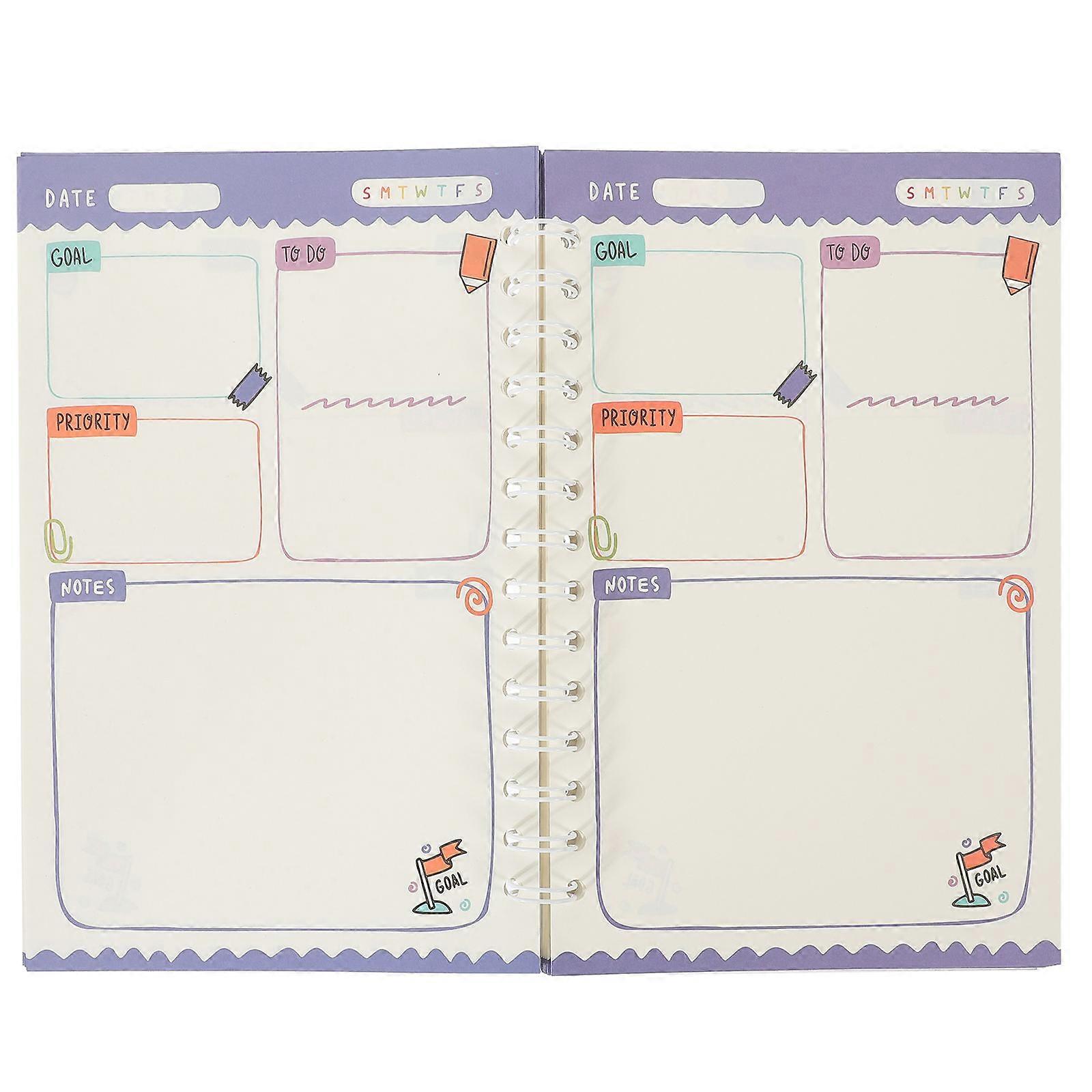Delicate Planner Notebook with Spiral Structure for Easy Daily Writing in Violet Color Steel Ring 5.5 x 8.5 Inches