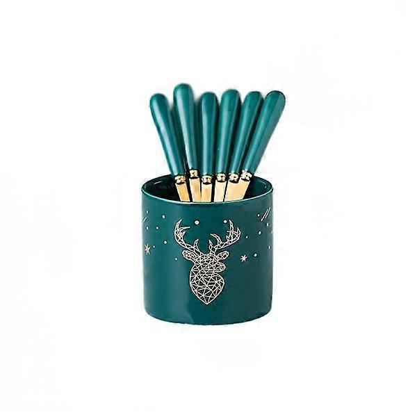 6 stk matgafler rustfritt stål fruktgaffel lett luksus