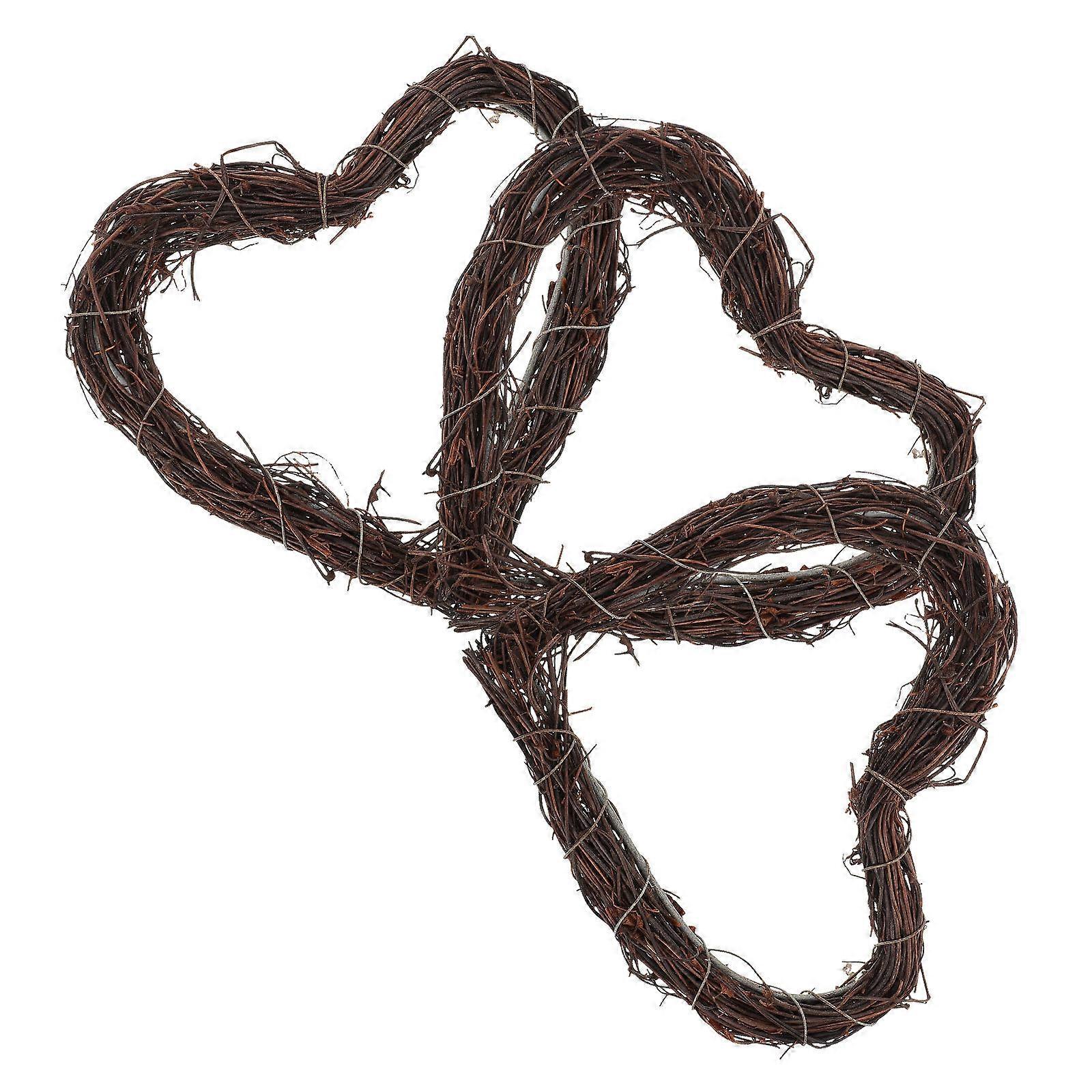 Heart Shaped Grapevine Wreath Rings Rustic DIY Wedding Decor Lightweight Hanging Garland for Home Wall and Photography Prop