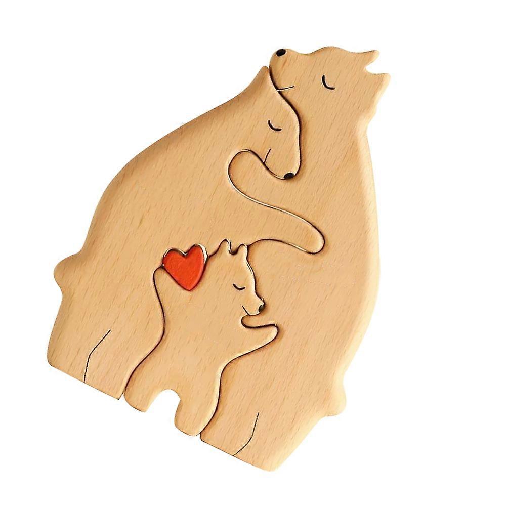 Wooden Bear Statue for Decoration with Synthetic Material Beige Color Creative Embellishment for