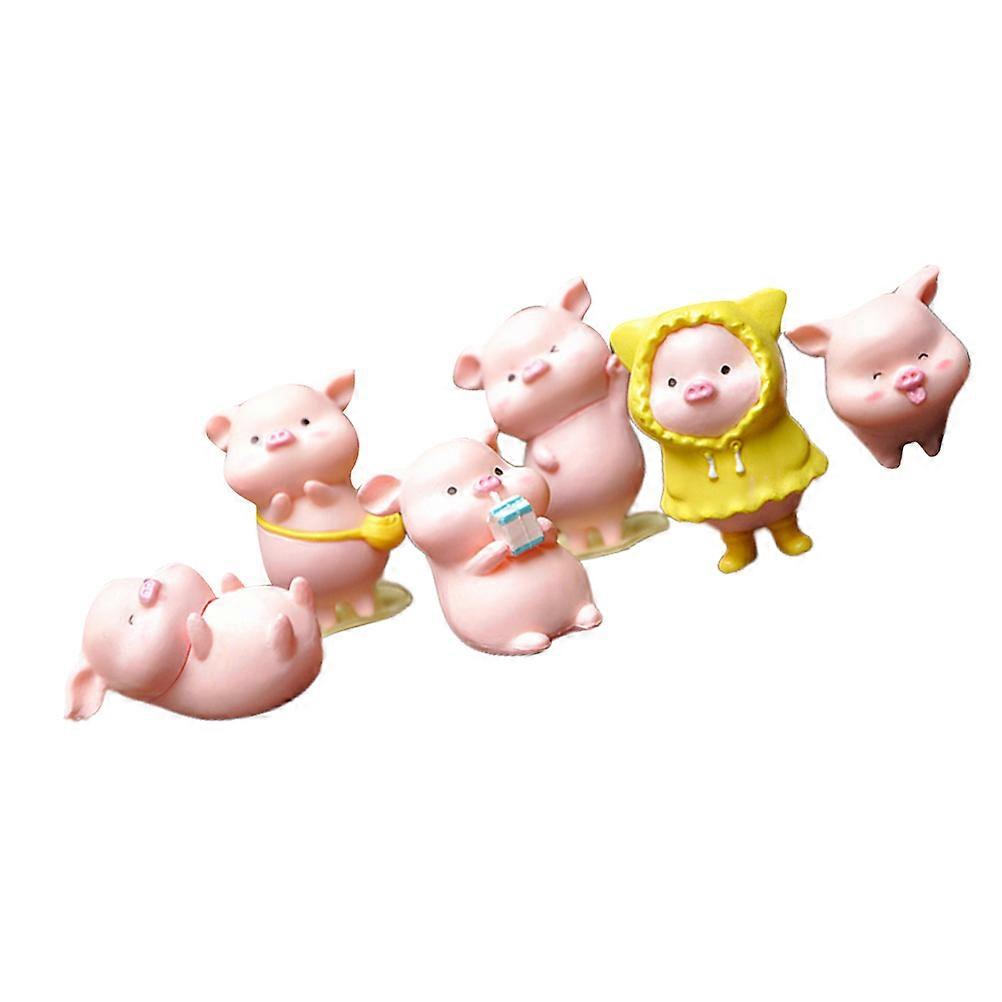 6Pcs Lovely Pink Pig Doll Decor Animal Cake Decoration 4.5X2Cm For Birthday Anniversary