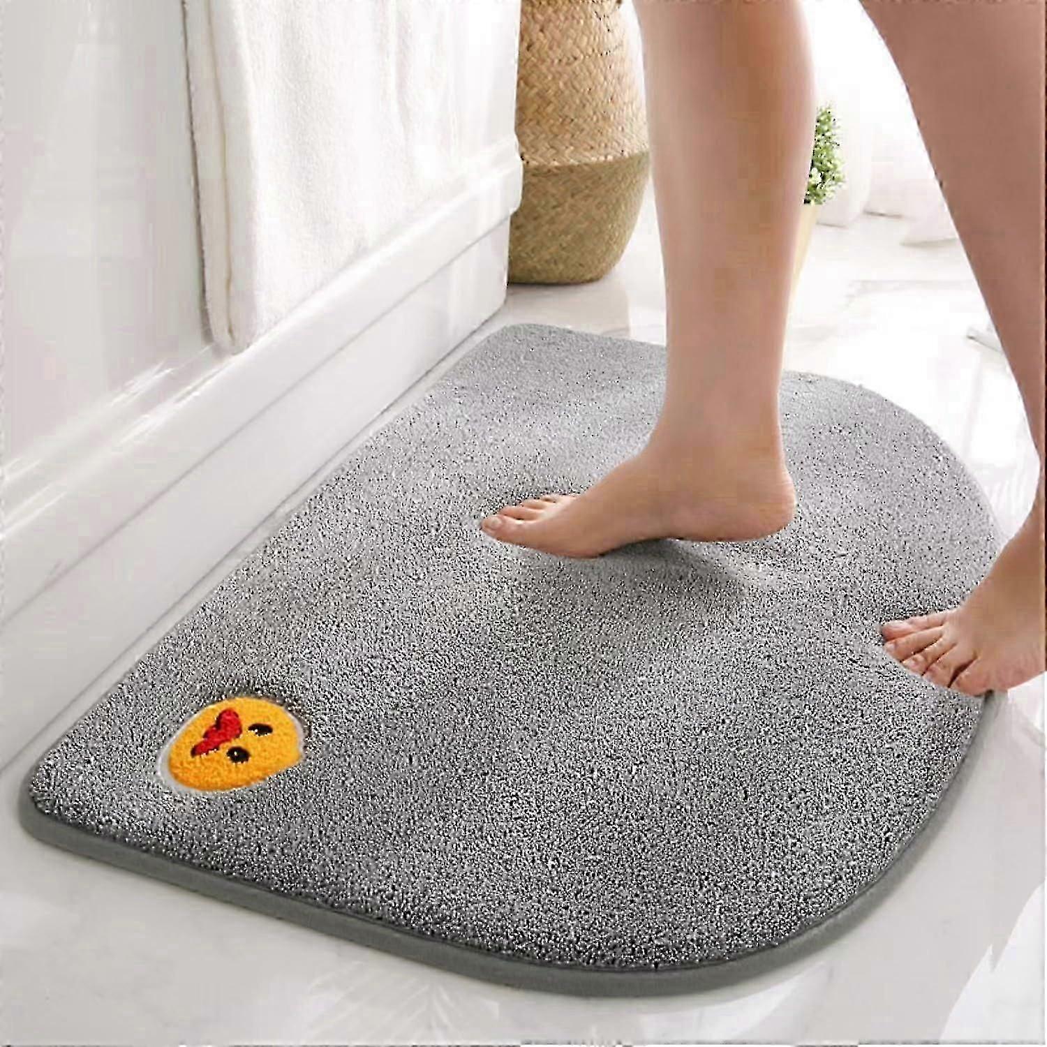 Bademåtte 60 * 40, skridsikker fortykket memory foam badeværelsesmåtte, superabsorberende vand, maskinvaskbar, slidstærk og smudsafvisende, mørkegrå