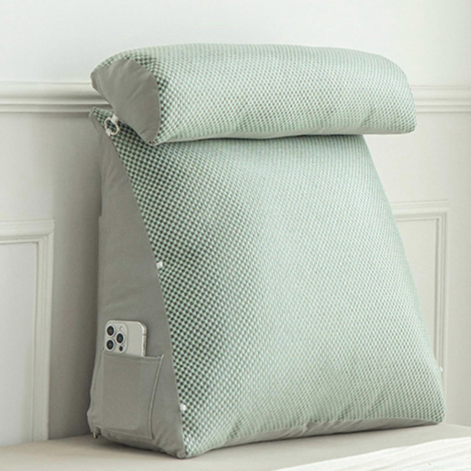 Triangle Wedge Pillow for Reading, Soft, for Bed and Couch, Green, 45*45*20cm