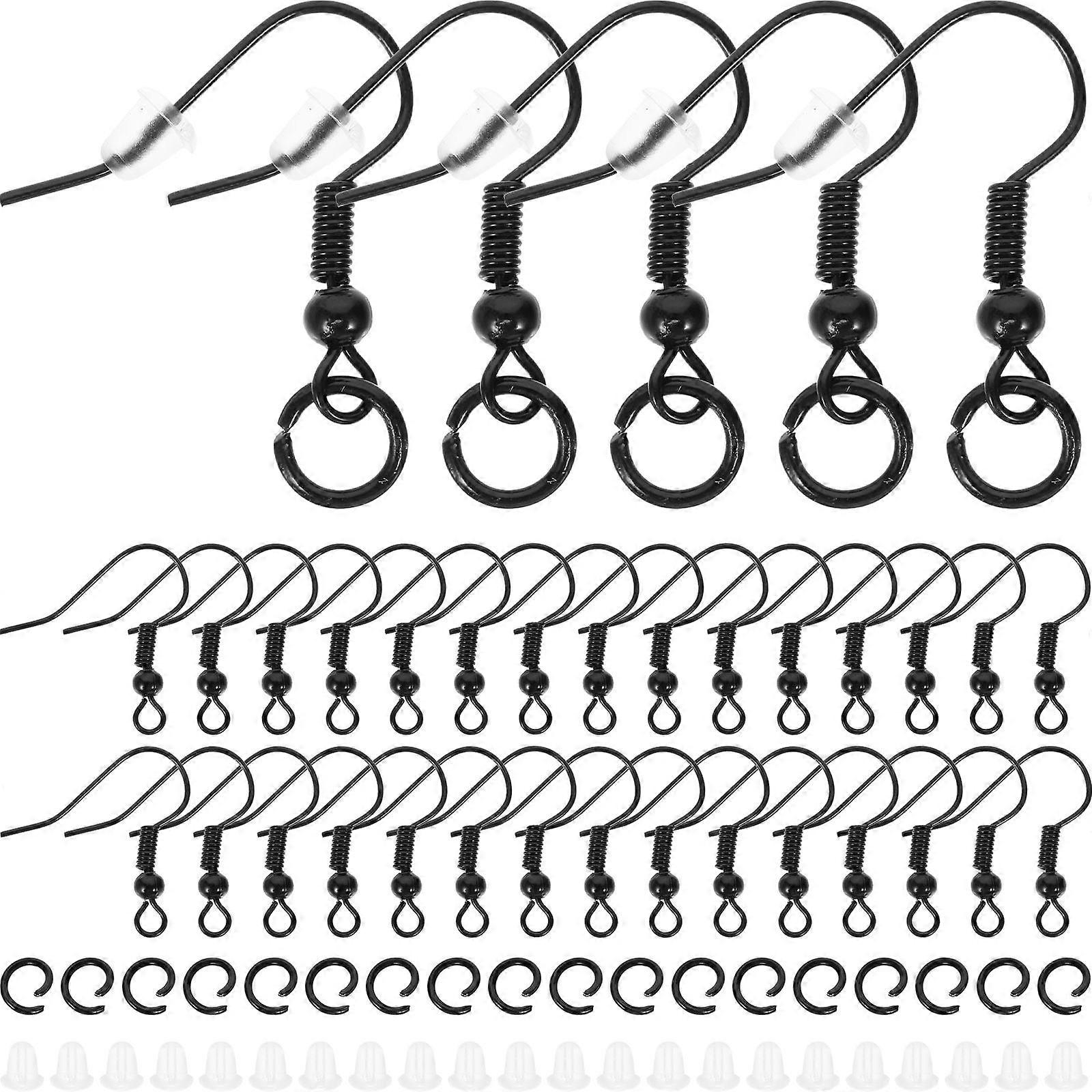 Black Earring Hooks with Beads and Springs – Lightweight DIY Jewelry Findings for Comfortable Wear and in Craft Projects