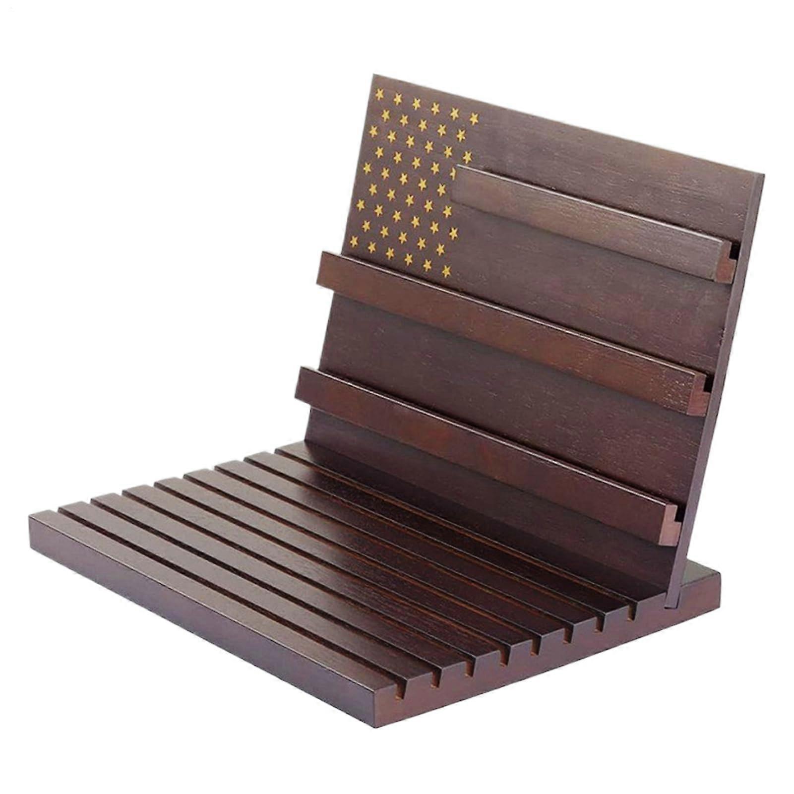 Challenge Coin Display Stand - Wooden Desk Organizer for Home and Office - Commemorative Coin Wall Shelf for Living Room and Study