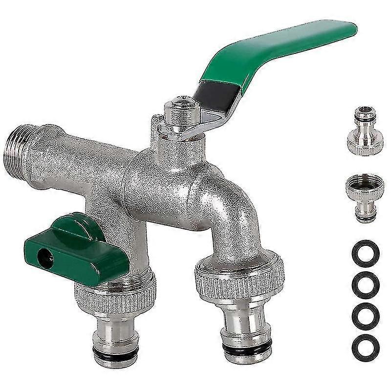 Double-outlet faucet, 1/2 inch, Rust and frost resistant, Double interfaces for practical use
