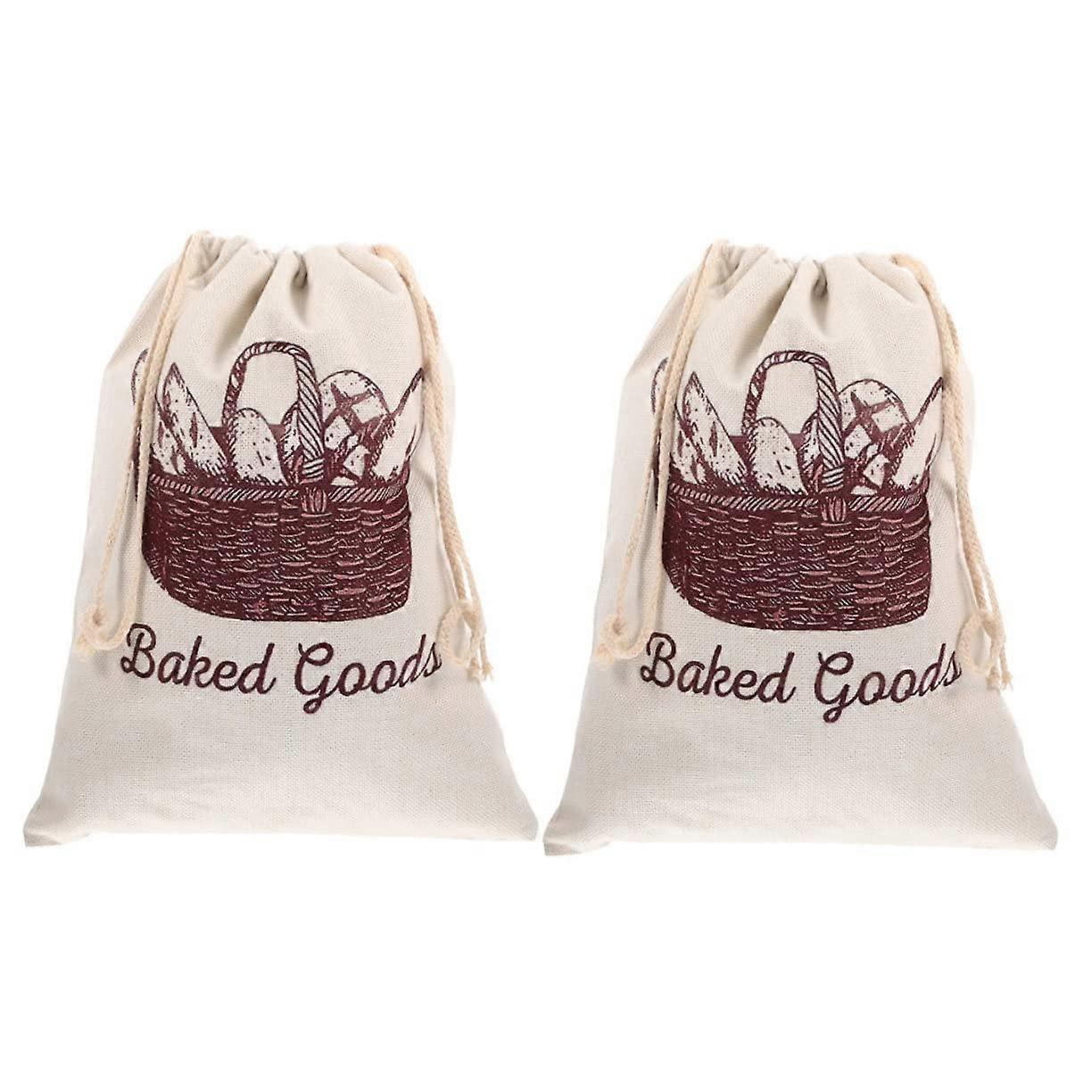 Pack of 2 Bread Bags with Drawstring, Storage Bag for Bread Laundry