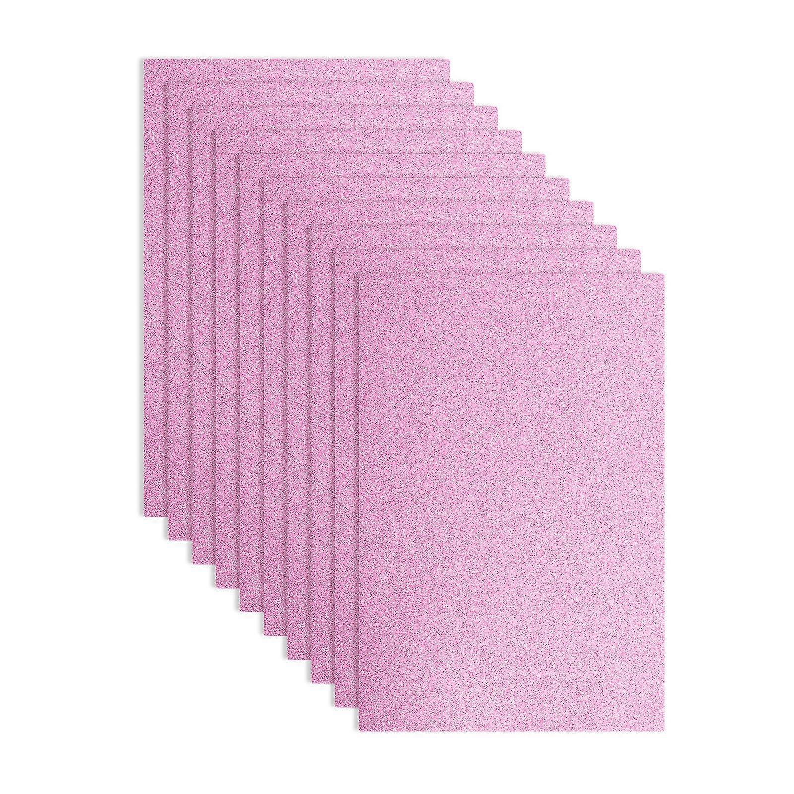Pack of 10 Pink Glitter Foam Sheets, 8 x 12 Inch for Crafts, DIY, Classroom