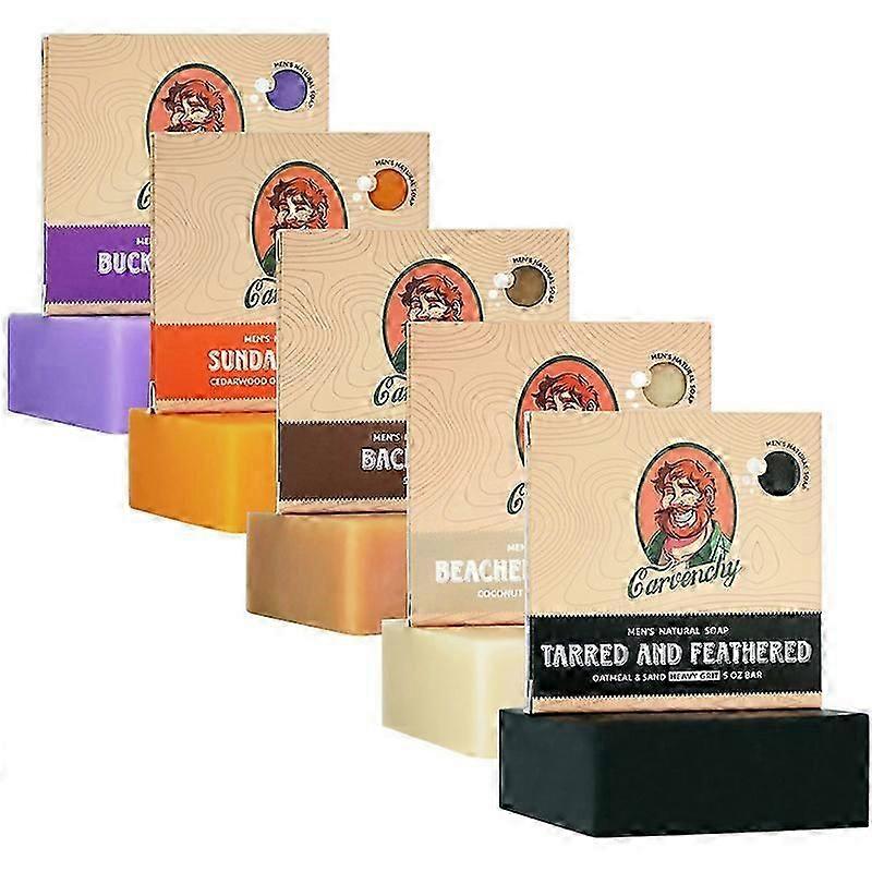 Men's Natural Bar Soap from Moisturizing Soap Made from Natural Oils - Cold Process - Exfoliating Soap - Summer Citrus, Birchwood Breeze, Cool Fresh A