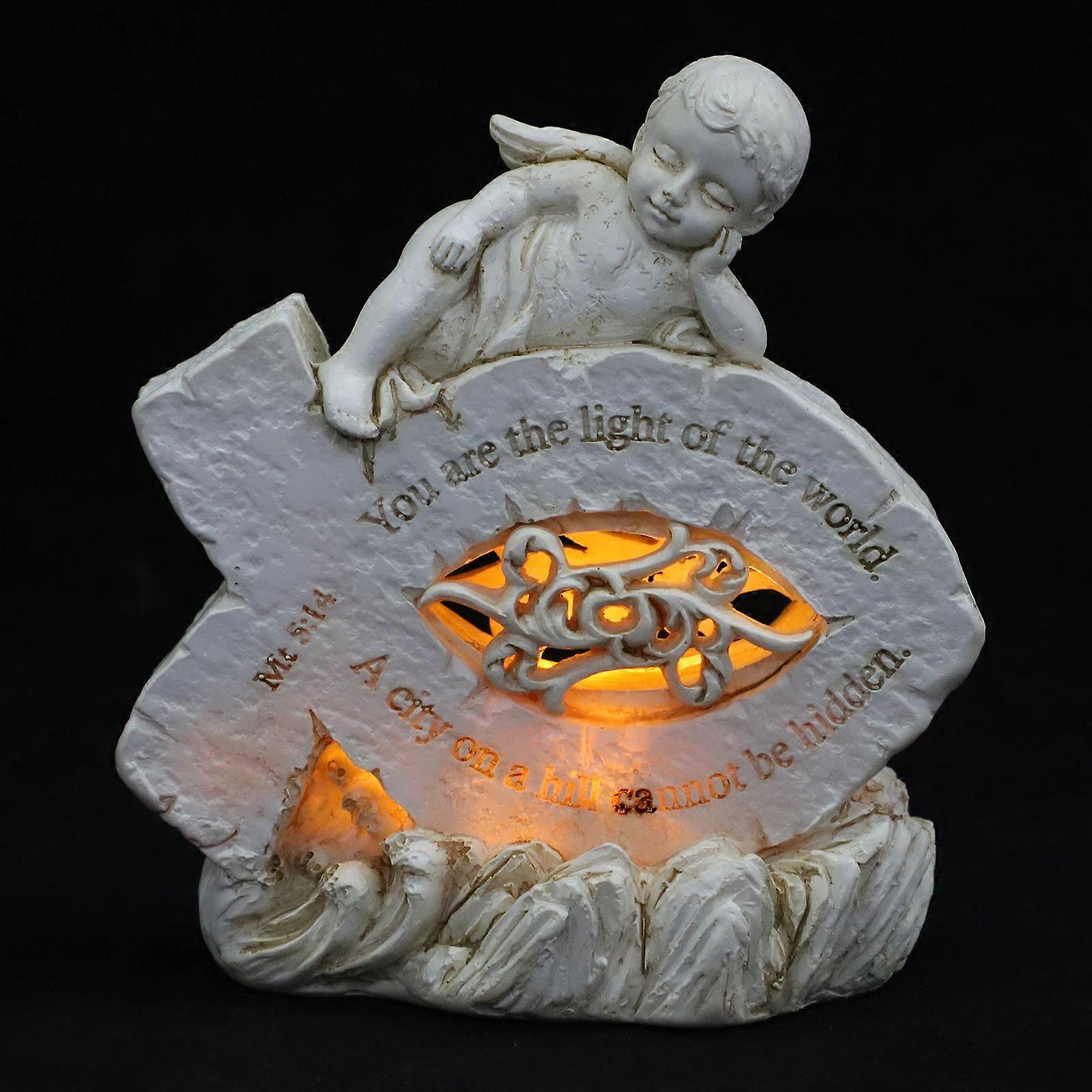 Glowing Angel Shaped Resin Desktop Adornment For Home Decor Featuring Ivory Color And Fine Workmanship In 1Set