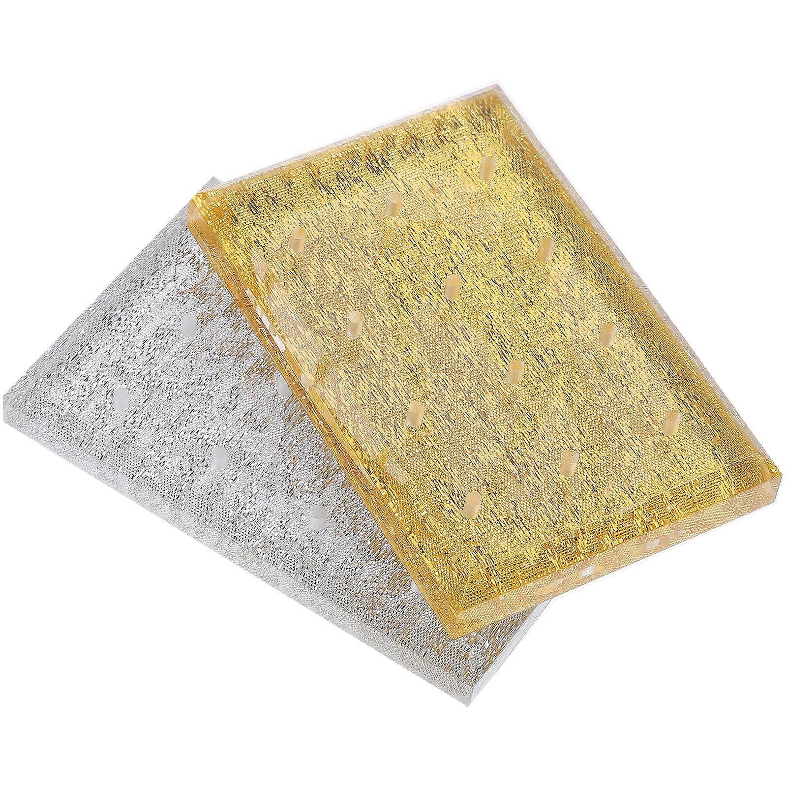 Nail Drill Bits Storage Stand 2Pcs Golden Acrylic for Elegant Display