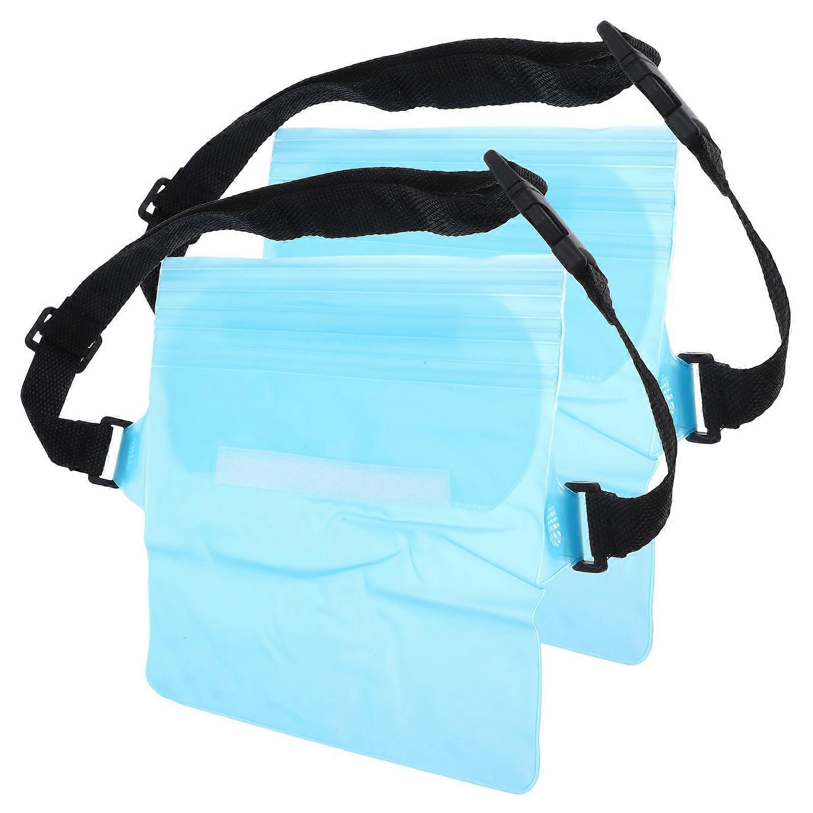 Waterproof Waist Bag with Adjustable Strap for Storage 2Pcs Sky Blue
