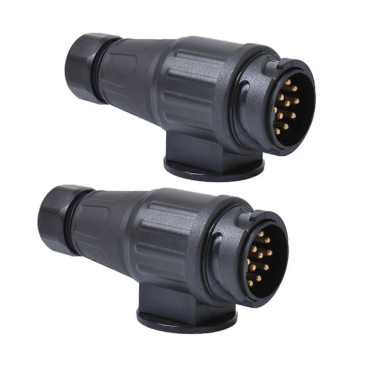 2pcs 12V 13 Pin Trailer Plug Adapter with Durable Nylon and Copper for Secure Connection