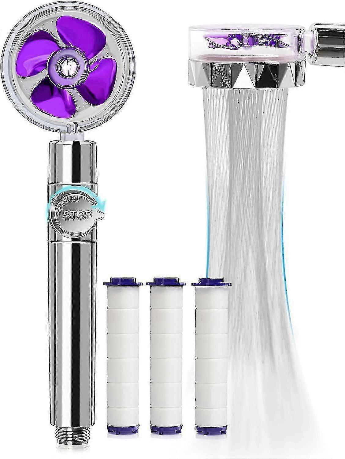 Turbocharged Handheld Shower Head,propeller Driven Shower Heads, High Pressure Water Saving With Pause Button