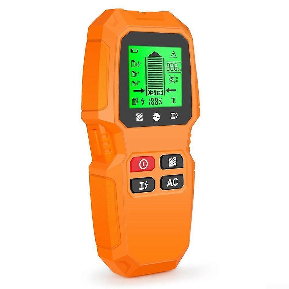 5-in-1 Wall Detector with Acoustic Alarms for Wood, Metal, and Live Wires - Reliable Tool for Home Projects, Orange