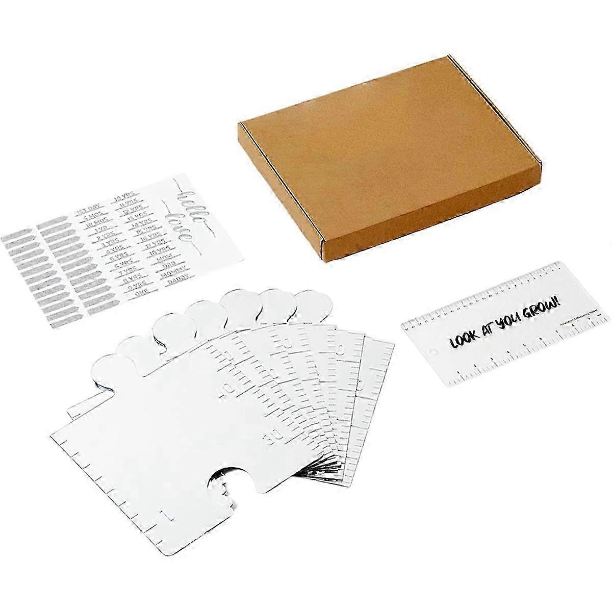 Dětský růstový graf zrcadlo s puzzle designem - Výškový měřící graf pro děti, nástěnný tracker