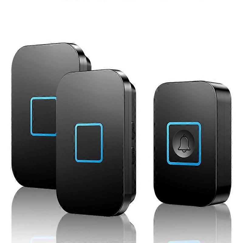 Wireless Doorbell Kit - 300m Range with 2 Receivers (Black)