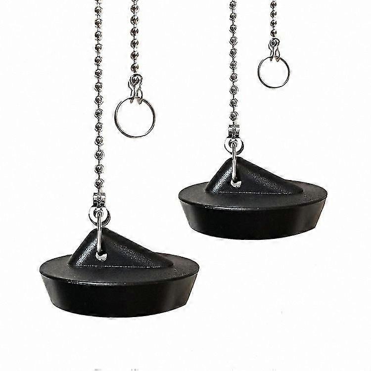 2-Pack Sink Stopper with Ball Chain, 4CM Rubber Drain Plug