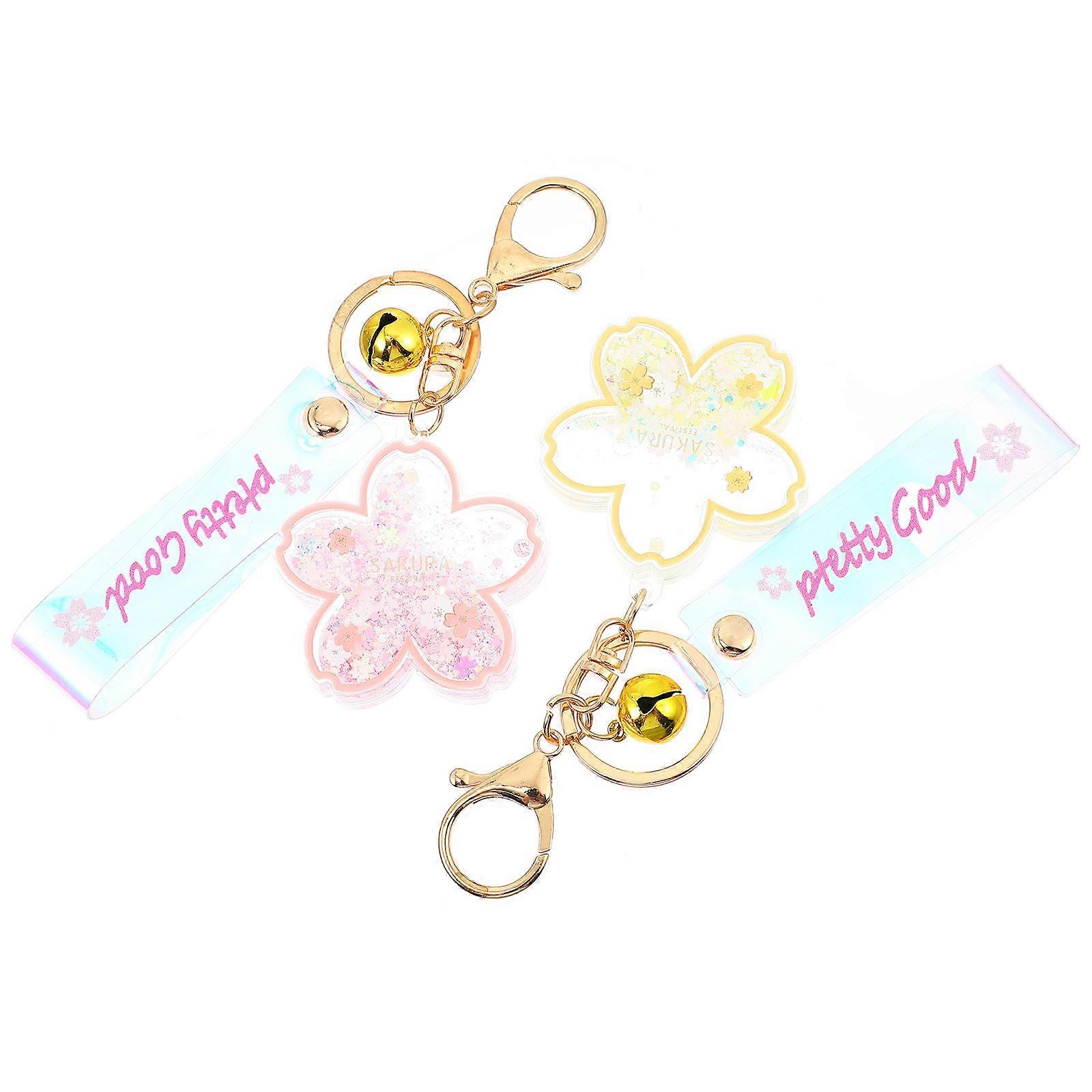 Acrylic Oiled Flower Key Chain 2Pcs Assorted Color Sturdy and Durable for Key