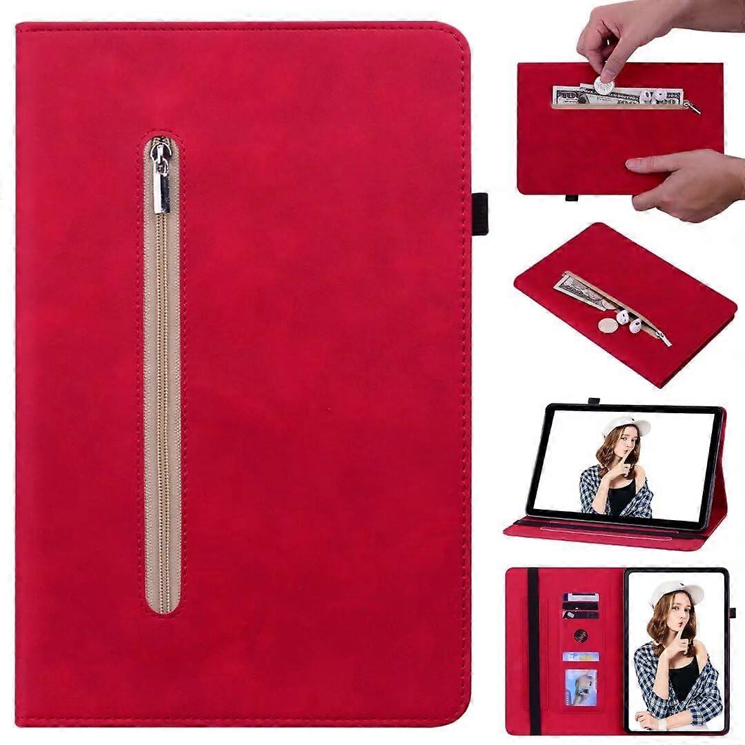 Case Fits Xiaomi Pad 7, Zipper Folio Cover, Anti-Slip Lightweight Shell, Multi-Angle Stand, Auto Wake/Sleep, Red