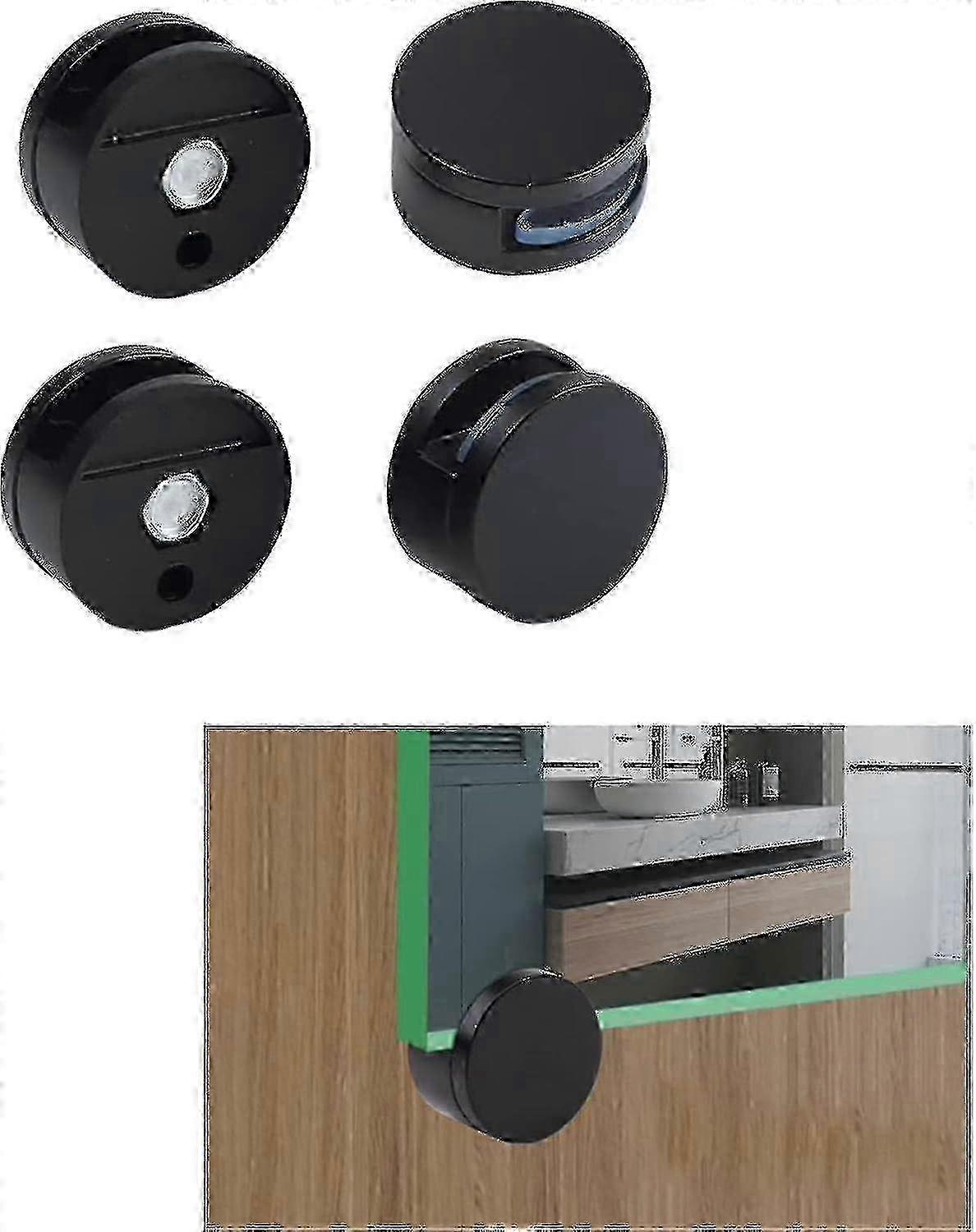 Wall Mount Mirror Clips 4PCS Black Brackets for 3-5mm Thick Glass Frames