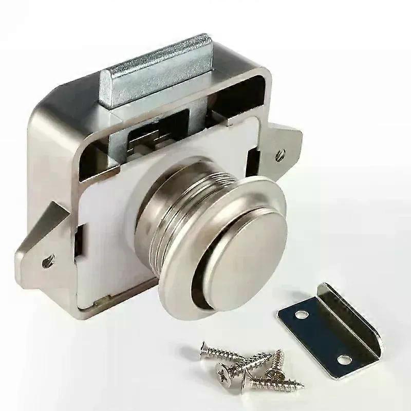 26MM RV Pushbutton Lock with Screws handle Button Door Lock Cabinet Push Locks for Camper Caravan Boat Door Thickness15-18mm