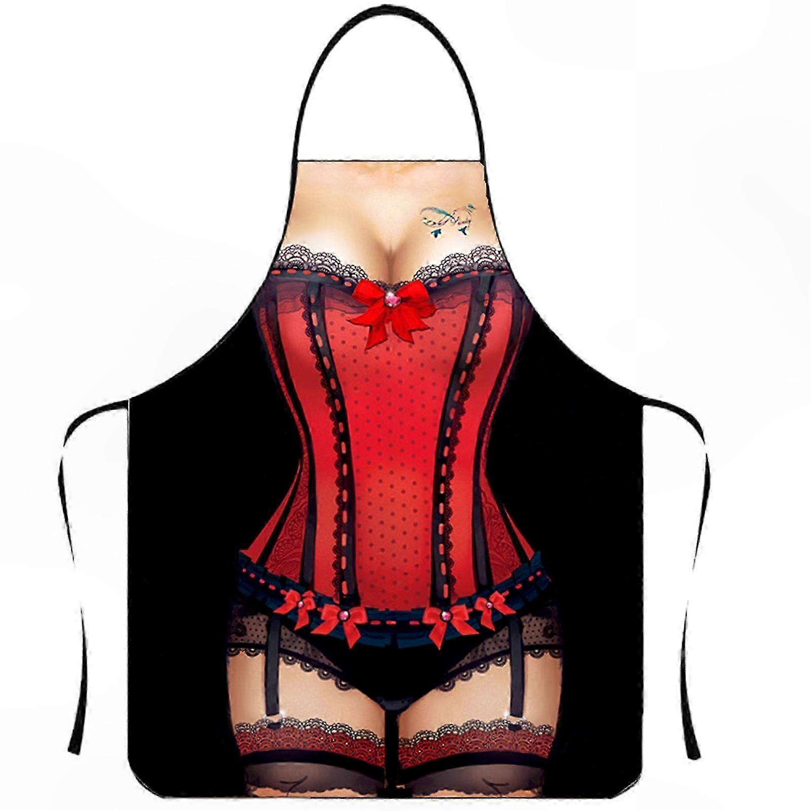 Humorous Sleeveless Apron for Men - Waterproof Polyester Kitchen Accessory with Realistic Design for Home Use