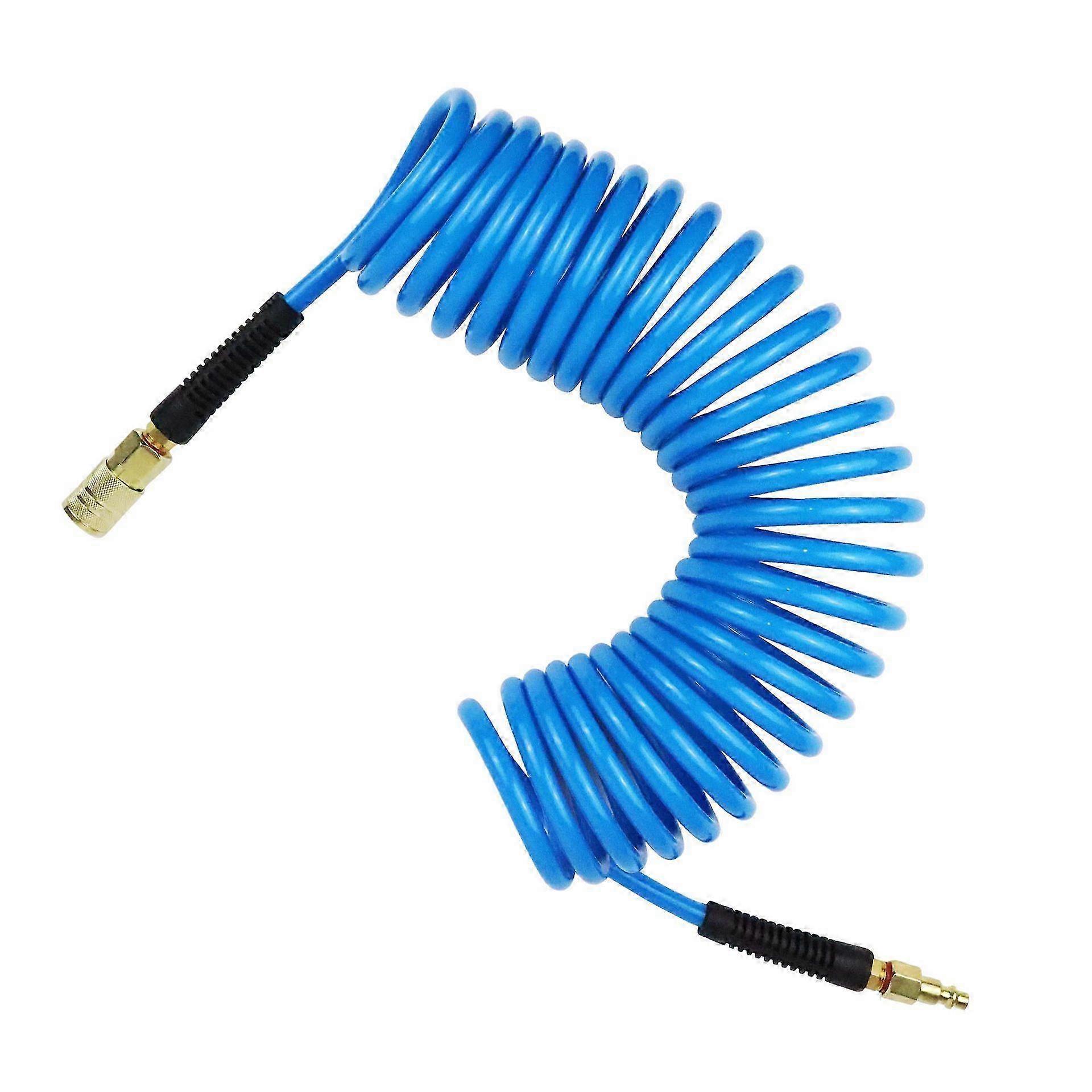 PU compressed air hose with 1/4" quick connector, blue