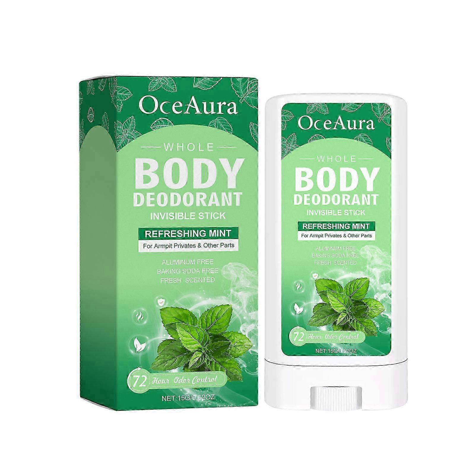 OceAura Mint Body Deodorizing Stick Refreshes the entire body, leaves a pleasant scent, reduces underarm odor, and is a portable deodorizing cream.