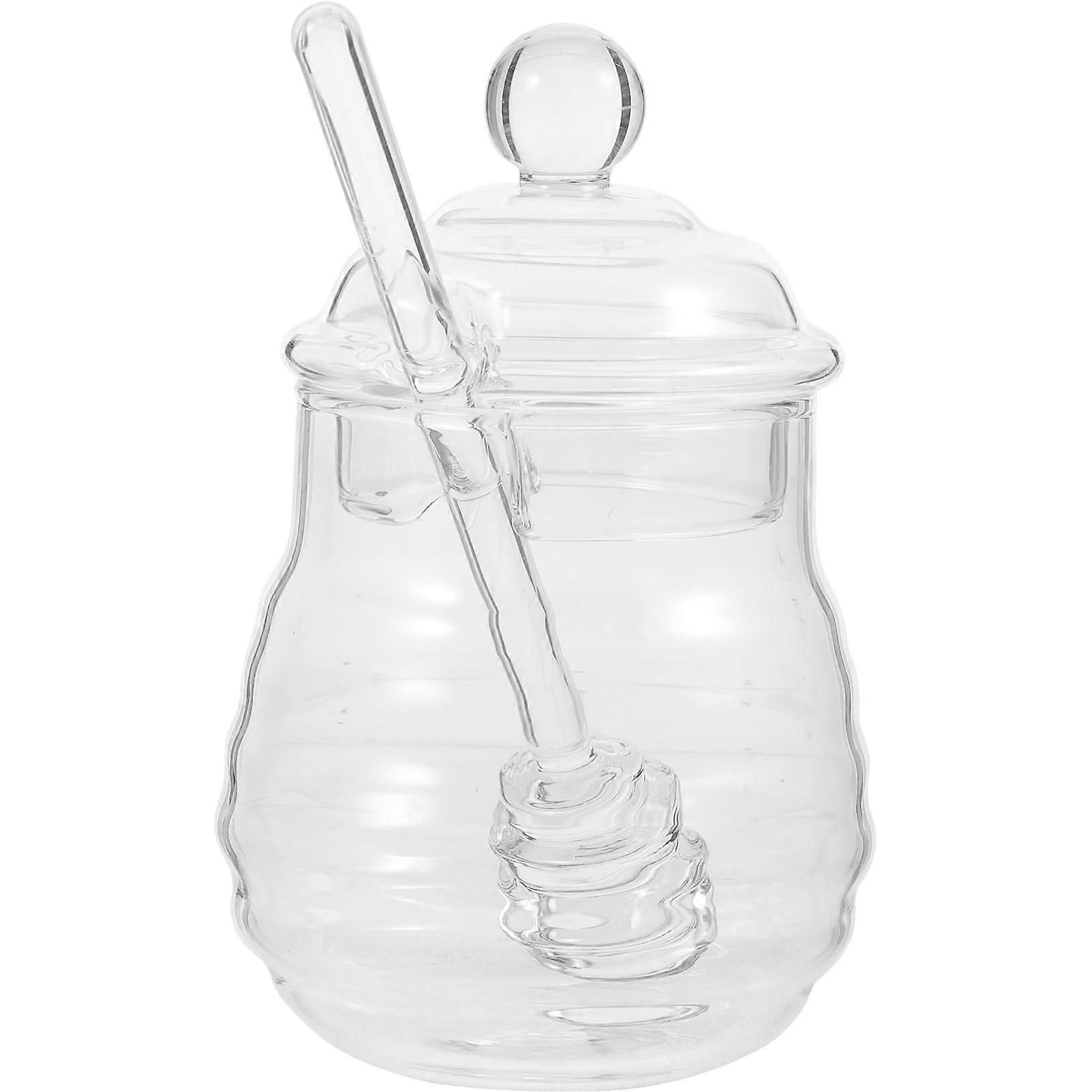 Clear Glass Honey Pot Set With Dipper And Lid Borosilicate Glass, Kitchen Storage, Easy Visibility