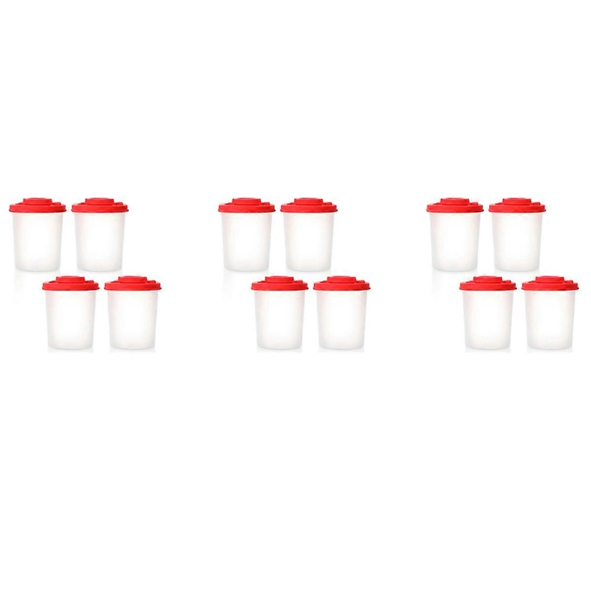 12PCS Salt And Pepper Shakers Moisture Proof Salt Shaker with Red Covers Lids Plastic Airtight Spice
