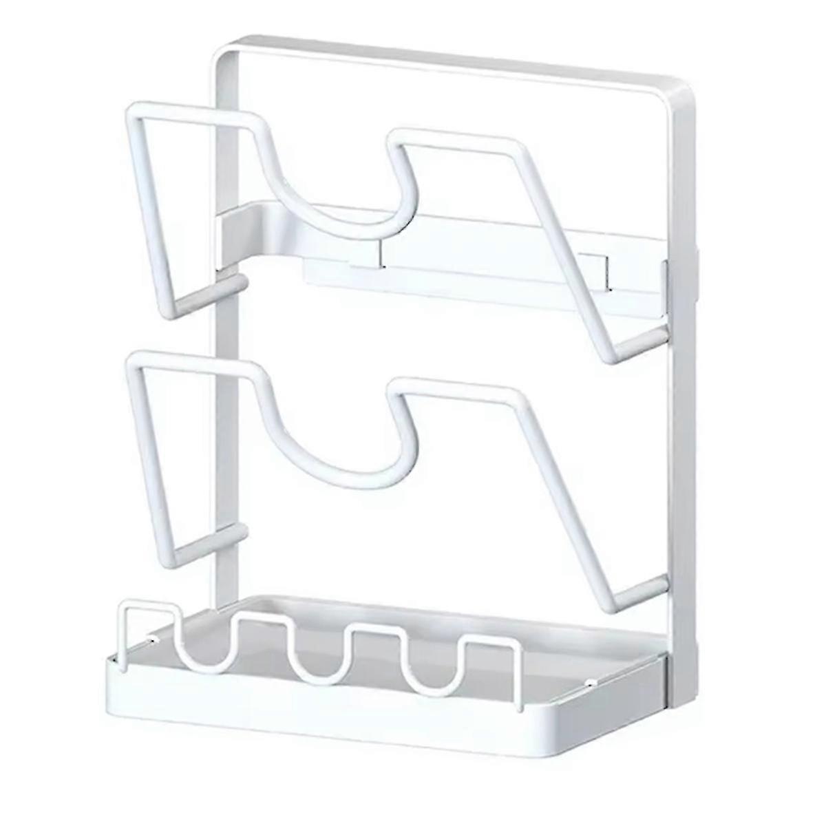 Wall-Mounted Kitchen Rack: Pot Lid & Cutting Board Organizer with Drain