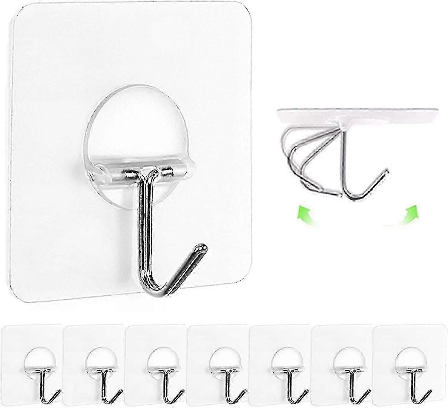 Transparent Reusable Wall Hooks 13lb Max - Waterproof & Oilproof