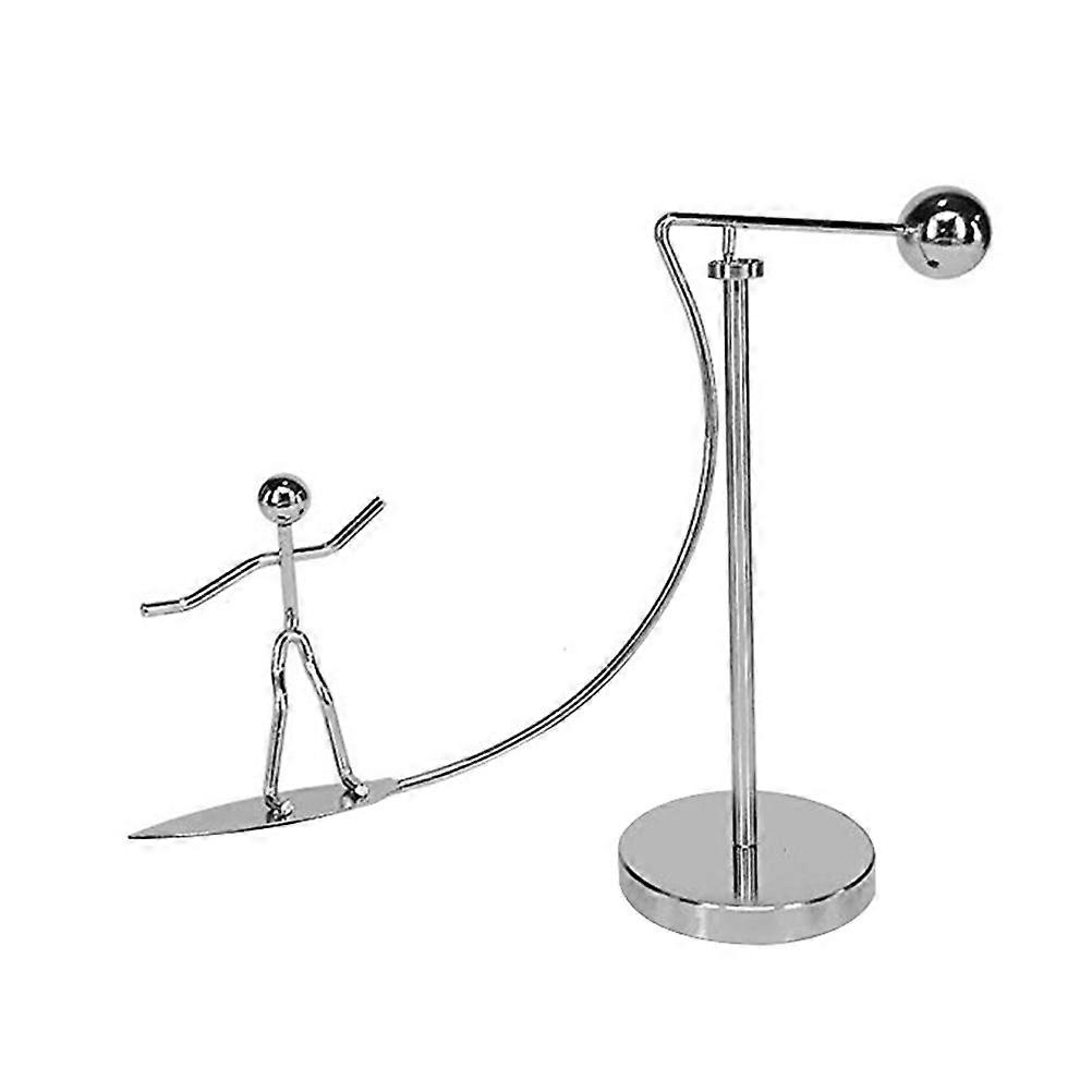 Balance Toy Tumbler Skating Man Office Use Metal Silver for Pendulum Motion 1Set