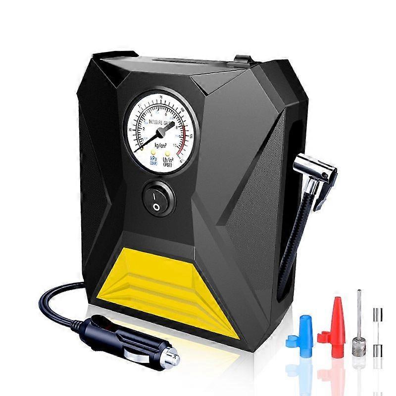 Tire Inflator Air Compressor,12V DC Portable Air Pump with Pointer Pressure Gauge and Emergency LED Light for Car Tiresfor Bicycle Balloons(Black)