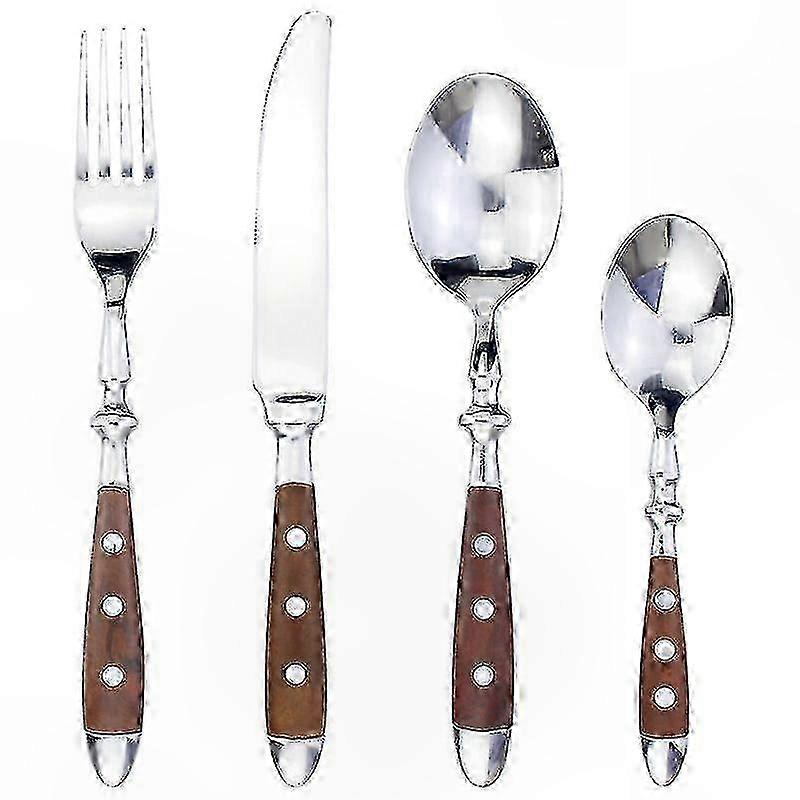 Elegant 4-in-1 Dinnerware Set with Resin Rivets Handle for Western Cuisine Stainless Steel Utensils Perfect for Fine Dining Experience