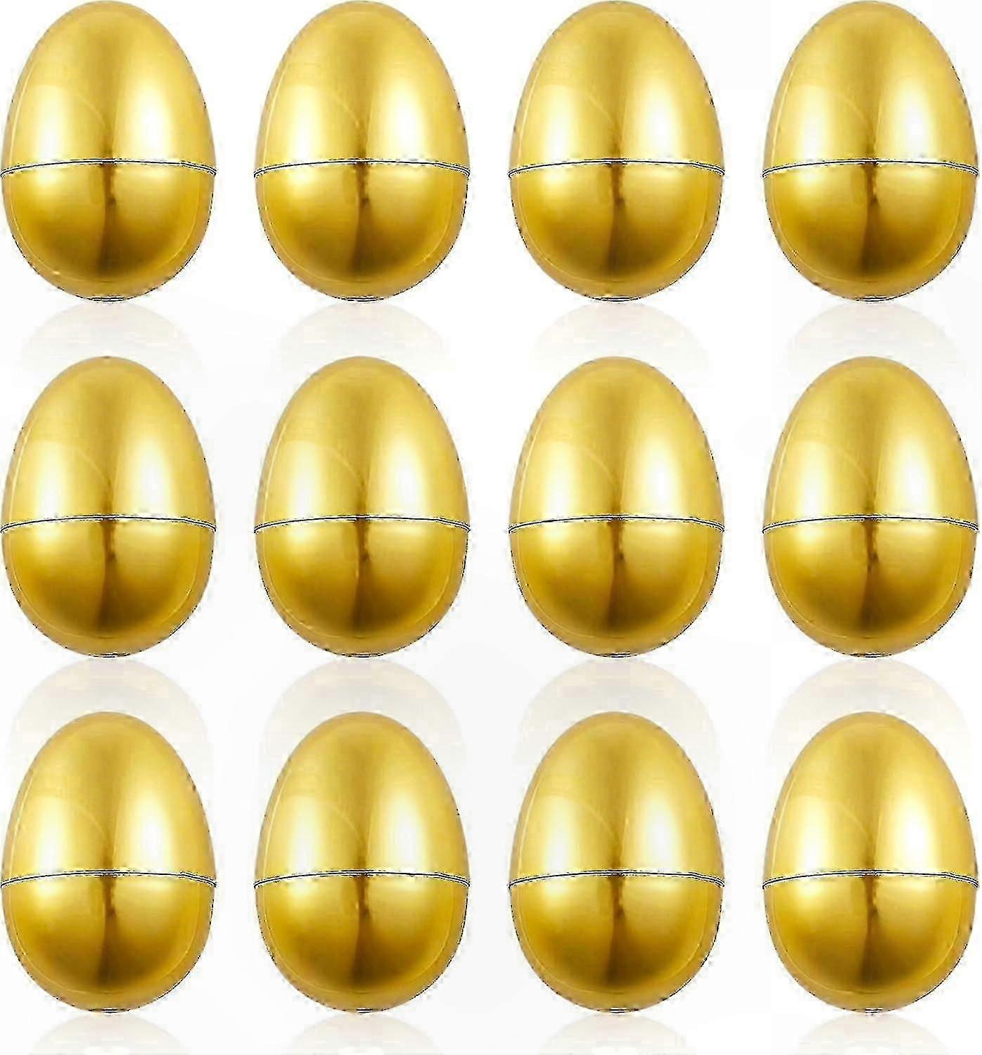 Golden Easter Egg Set, 12 Pack Fillable Plastic Eggs for Easter Decor and Gifts