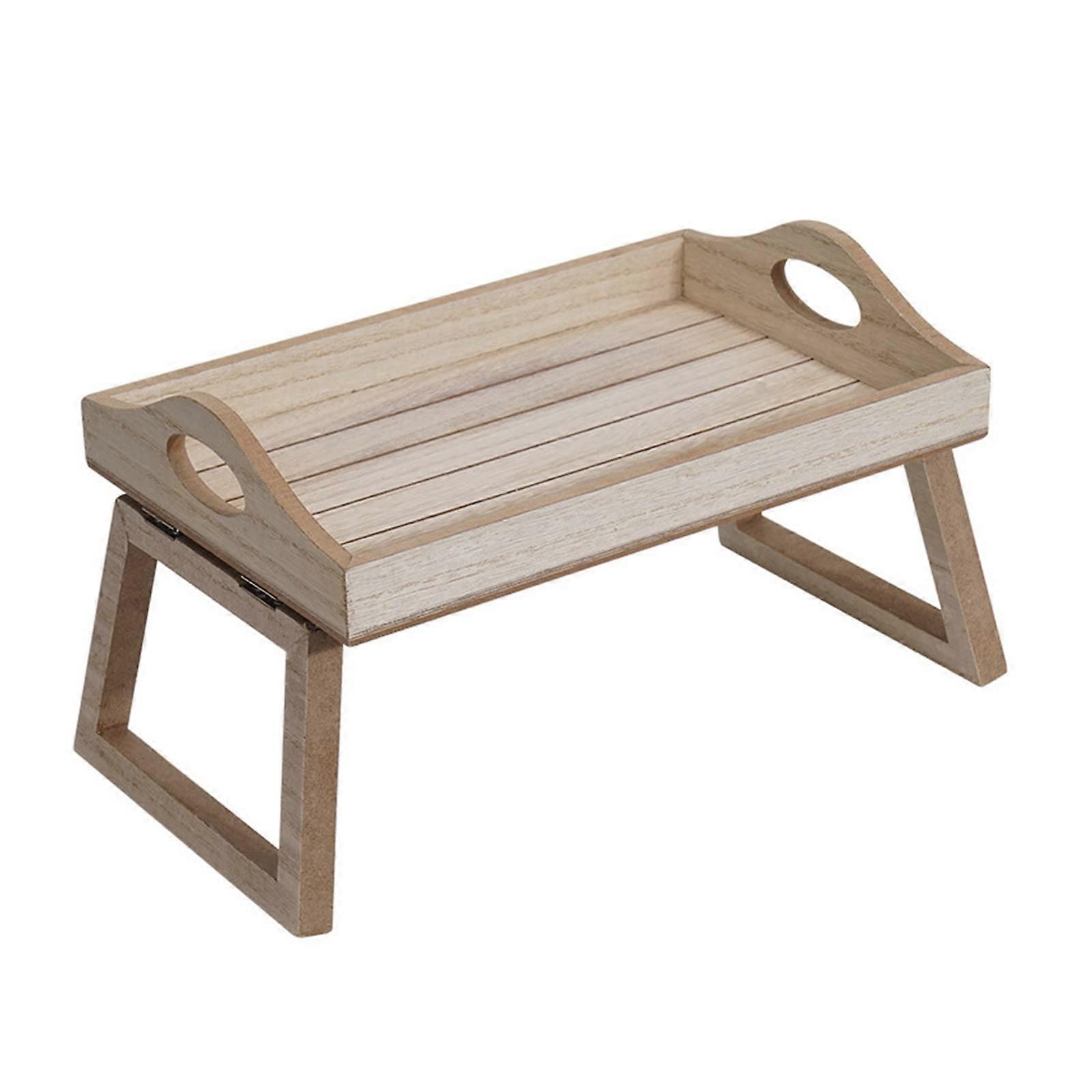 Portable Folding Dining Table For Camping Dorm 31x21.5x8.9 CM Brown Compact Wooden Tray Table Versatile Sofa Notebook