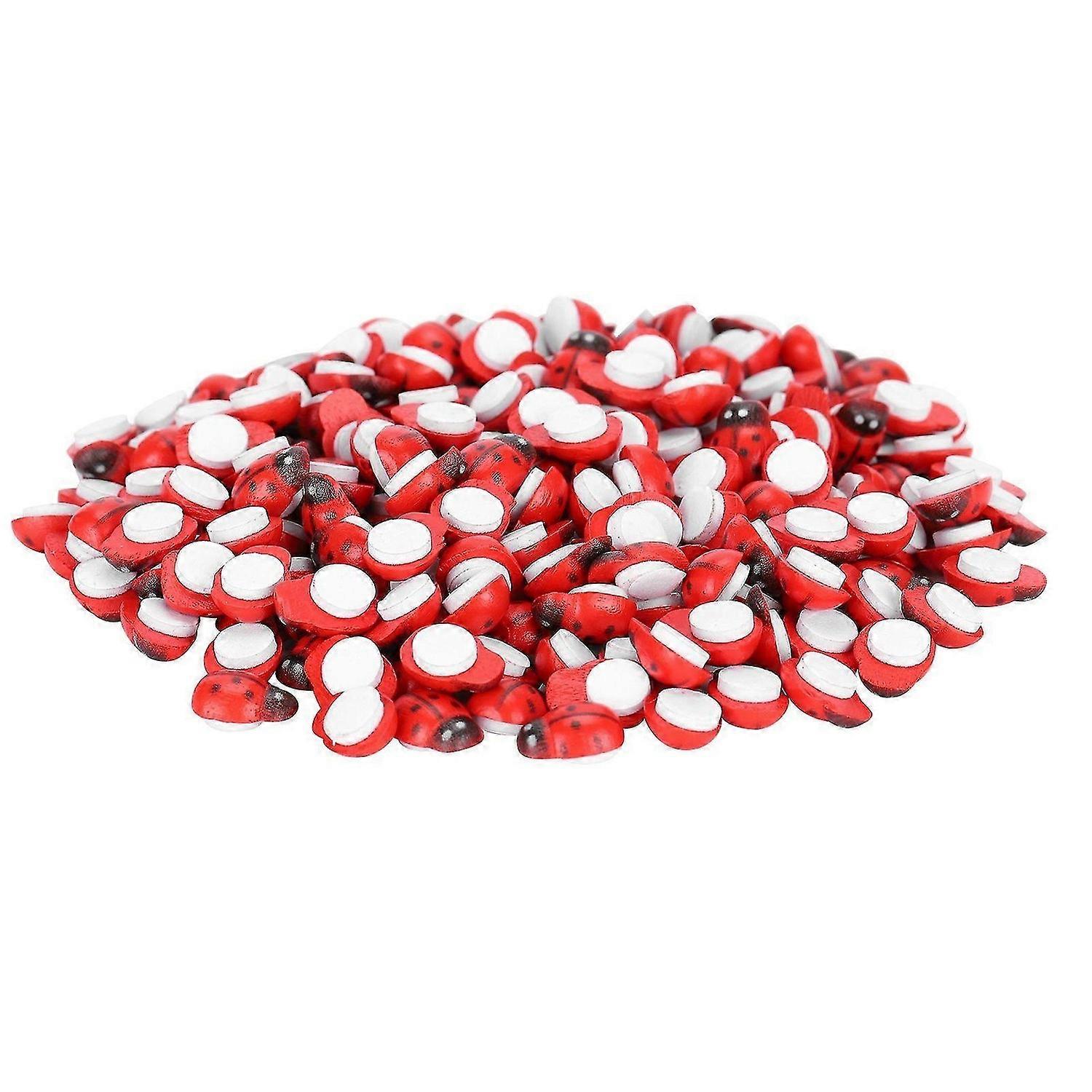 2025 Latest Model 300Pcs Wooden Ladybugs Simulation Tiny Landscape Crafts