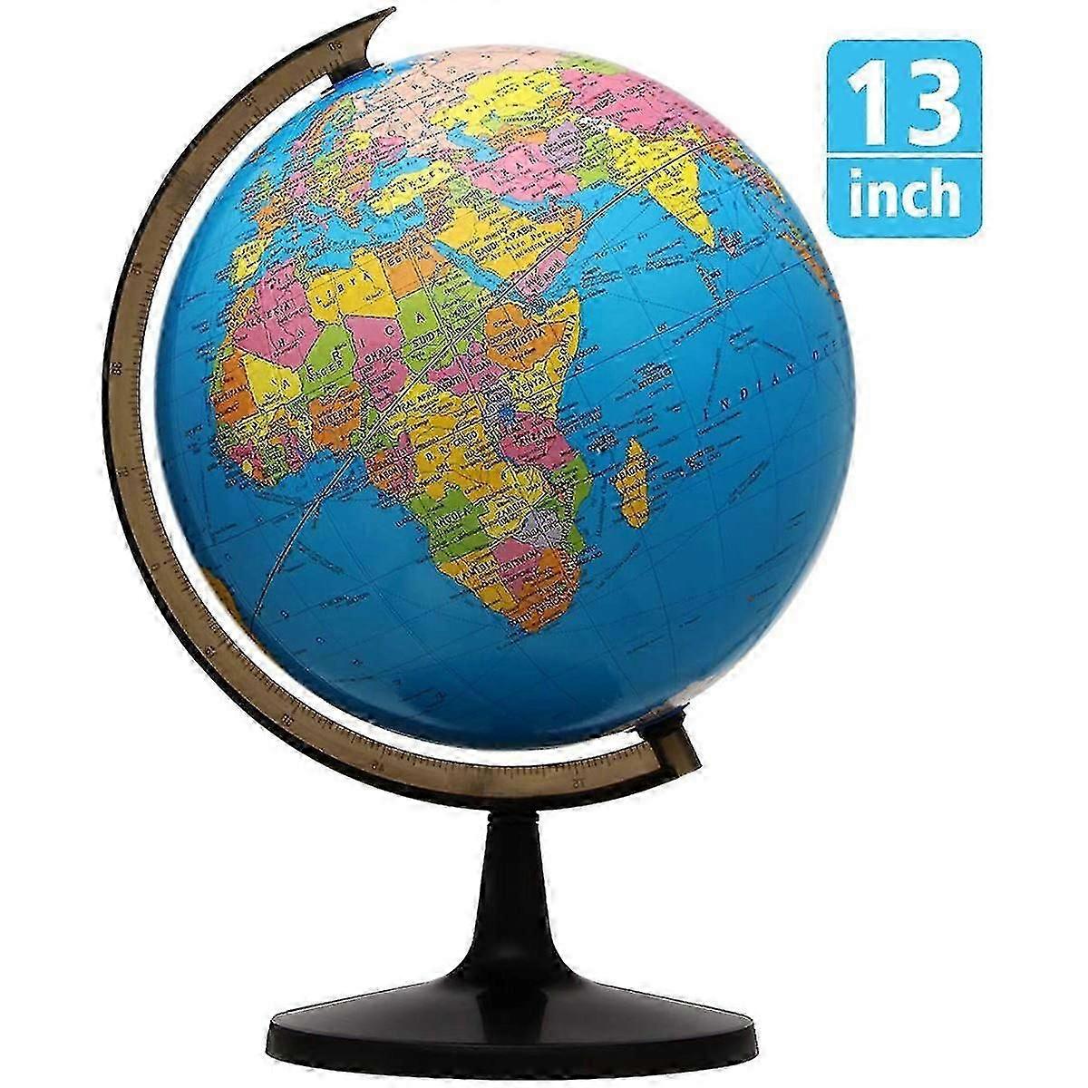 Spinning 13" World Globe with Stand for Kids Learning, Classroom Desk Students