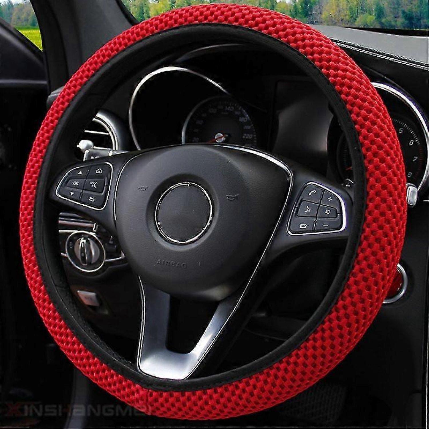 Elastic Stretch Steering Wheel Cover,Warm in Winter and Cool in Summer, Universal, Microfiber Breathable Ice Silk, Anti-Slip, Odorless, Easy Carry,re