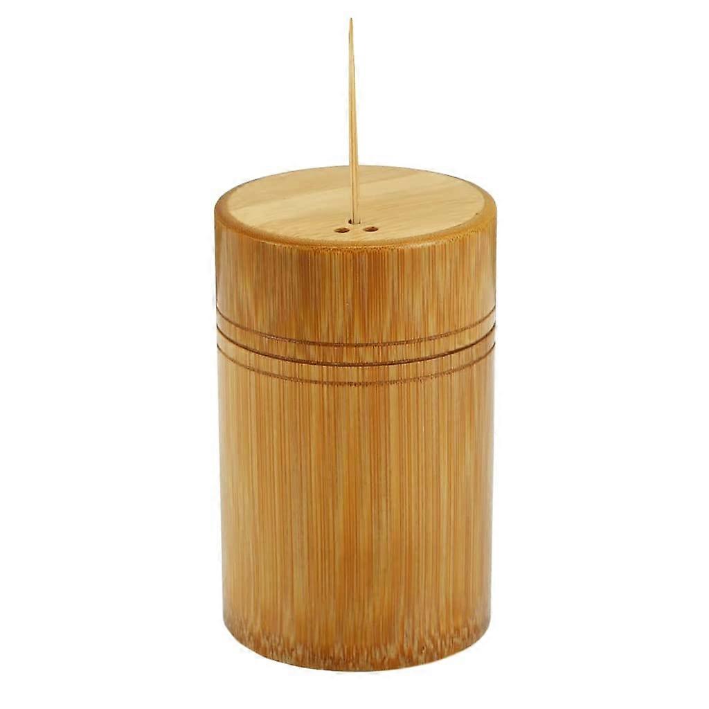 Bamboo Toothpick Dispenser Large Capacity Vintage Style Portable Toothpick Holder Container