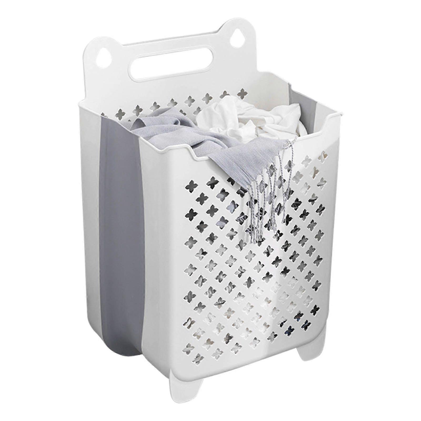 Wall Mounted Collapsible Laundry Basket Large Capacity Hanging Folding Laundry Hamper for Home White XL