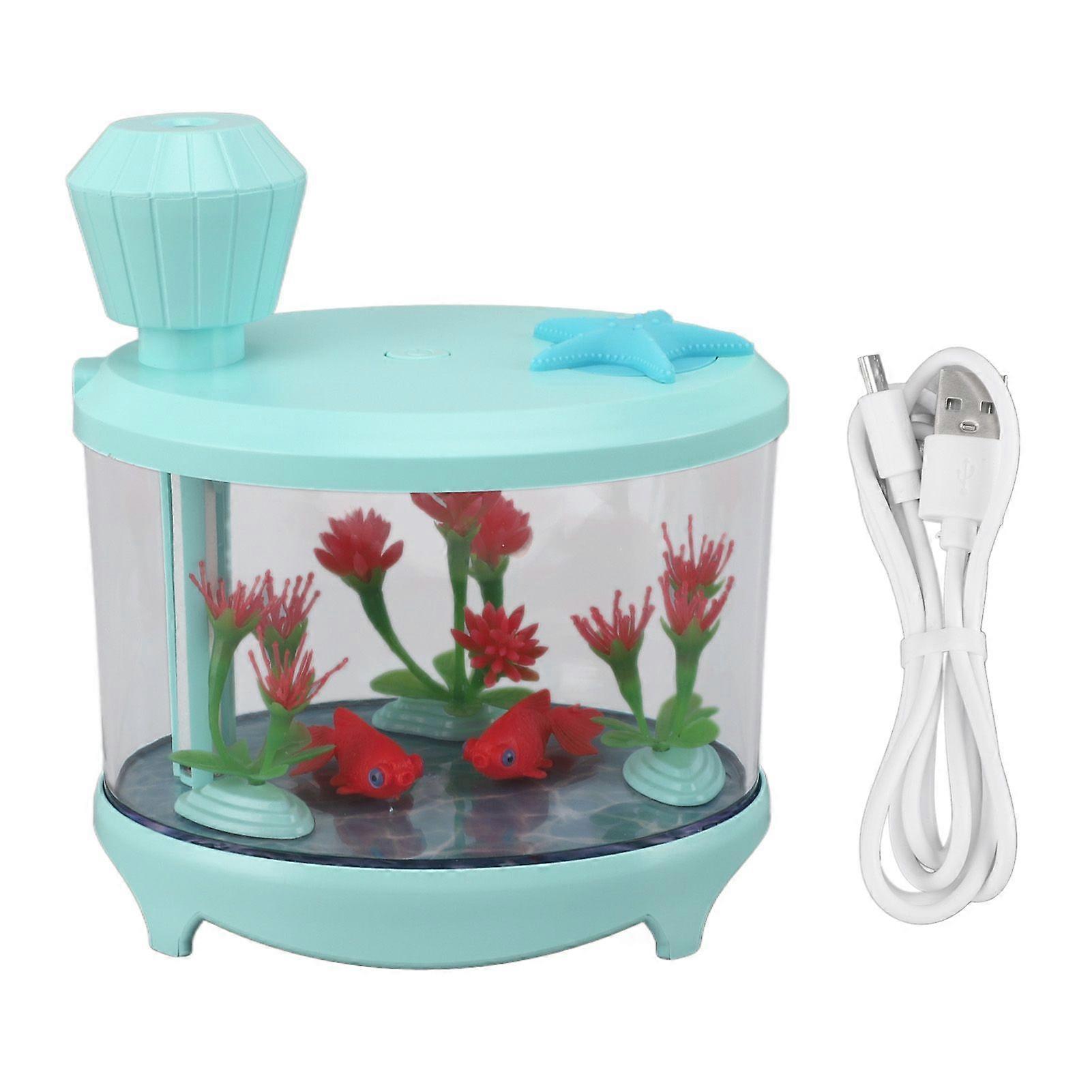 Micro Landscape Humidifier Fish Tank Modeling Ultra Sound USB Low Noise Essential Oil Aromatherapy Humidifier for Car Bedroom Study Room Green